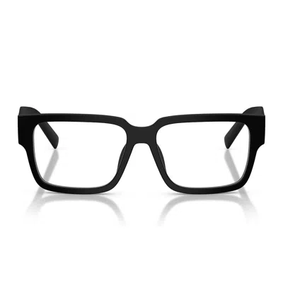 Prada Eyeglasses Prd10 Vd 12 P1 O1 Matte Black/transparent Men In Metallic