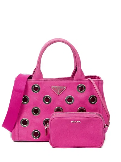 Pre-owned Prada Eyelet-detail Tote Bag In Pink