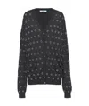 Prada Eyelet-embellished Cashmere Cardigan In Coal Gray