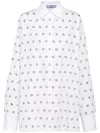 Prada Grommet Poplin Button Down Oversized Top In White