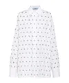 Prada Grommet Poplin Button Down Oversized Top In White
