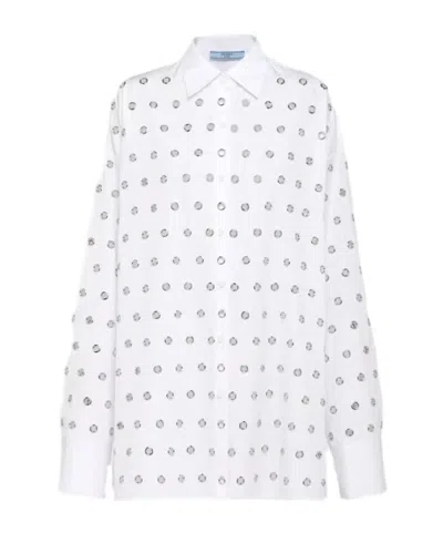 PRADA PRADA EYELET-EMBELLISHED BUTTON-UP SHIRT