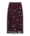 Prada Midi-skirt With Fringe And Grommet Embellishment In Black