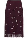 Prada Midi-skirt With Fringe And Grommet Embellishment In Corniola