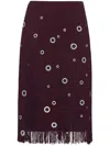 Prada Midi-skirt With Fringe And Grommet Embellishment In Red