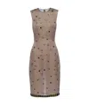 Prada Embroidered Sheer Silk Midi Dress In Military Green