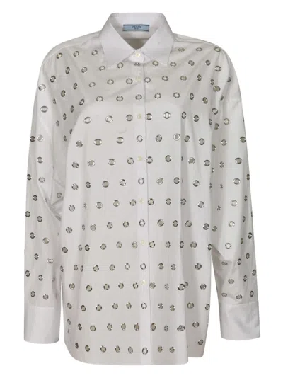 Prada Eyelet Shirt In White