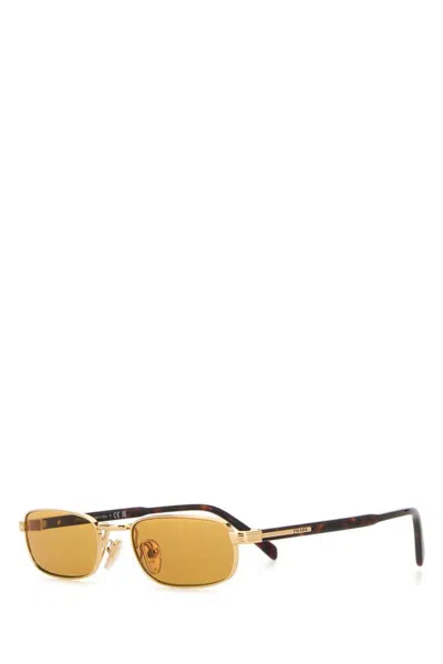 Prada Eyewear Classic Rectangular Sunglasses In Gold