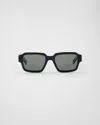 Prada Logo-detail Rectangle-frame Sunglasses In Bottle Lenses