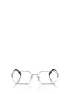 Prada Triangle-logo Rectangle-frame Glasses In Silver