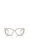 Prada Womens Cream Pr A07v Irregular-frame Acetate Optical Glasses In White