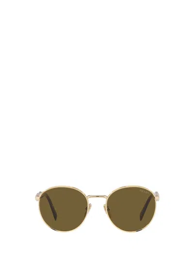 Prada Eyewear Round Frame Sunglasses In Gold