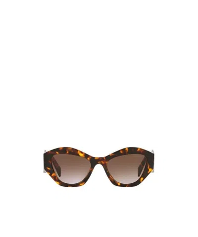 Prada Eyewear Logo-printed Angular-frame Sunglasses In Brown