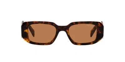 Prada Eyewear Rectangular Frame Sunglasses In Vau2z1 Honey Tortoise
