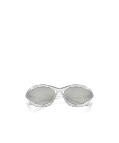 Prada Eyewear Oval Frame Sunglasses In Gray
