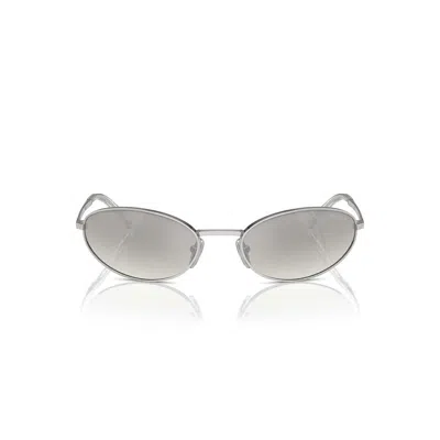 Prada Eyewear Oval Frame Sunglasses In Silver