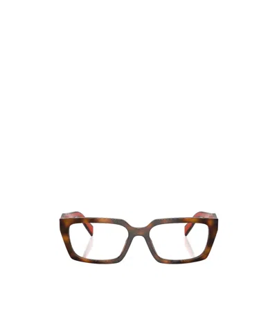 Prada Eyewear Rectangle Frame Glasses In Brown