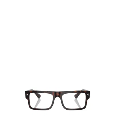 Prada Eyewear Rectangular Frame Glasses In Brown