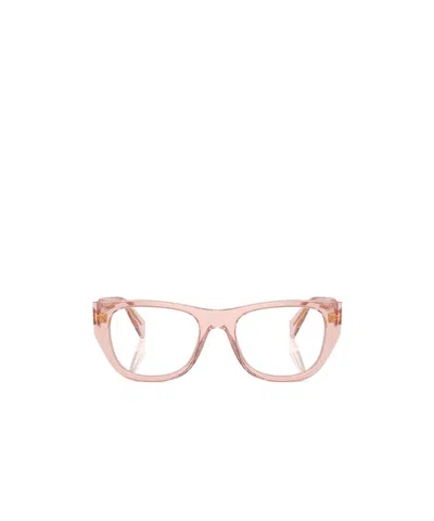 Prada Eyewear Rectangular Frame Glasses In Transparent Peach