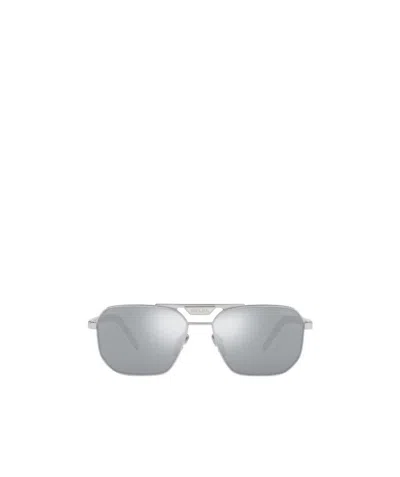 Prada Eyewear Rectangular Frame Sunglasses In Gray