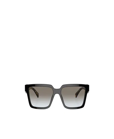 Prada Logo Acetate & Plastic Square Sunglasses In Black
