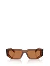 Prada Rectangle-frame Logo Sunglasses In Brown