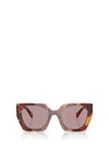 Prada 55mm Gradient Rectangular Sunglasses In Brown