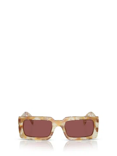 Prada Logo-print Rectangle-frame Sunglasses In Brown