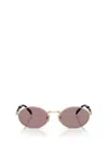 Prada Womens Brown Pr B56s Round-frame Metal Sunglasses In Gold