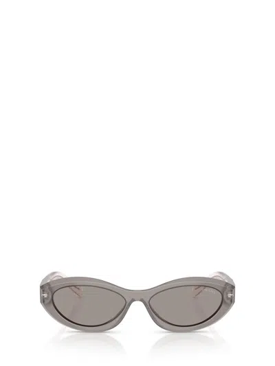 Prada Symbole Oval-frame Sunglasses In Gray