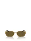 Prada Geometric Steel & Plastic Rectangle Sunglasses In Matte Gold