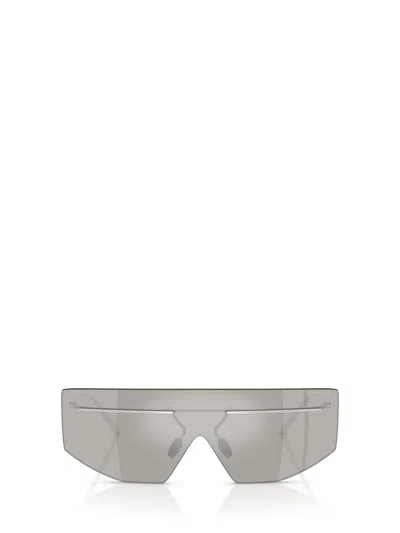 Prada Man Sunglass Pr B55s In Light Grey Mirror Silver