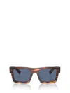 Prada 52mm Rectangular Sunglasses In Striped Radica