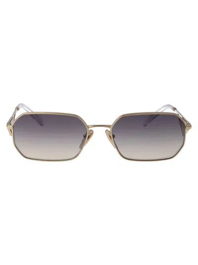 Prada Silver Triangle Logo Sunglasses In Black