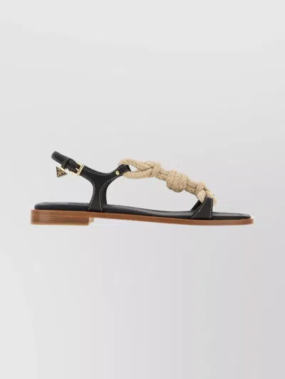PRADA FABRIC AND LEATHER SANDALS WITH ROPE DETAIL