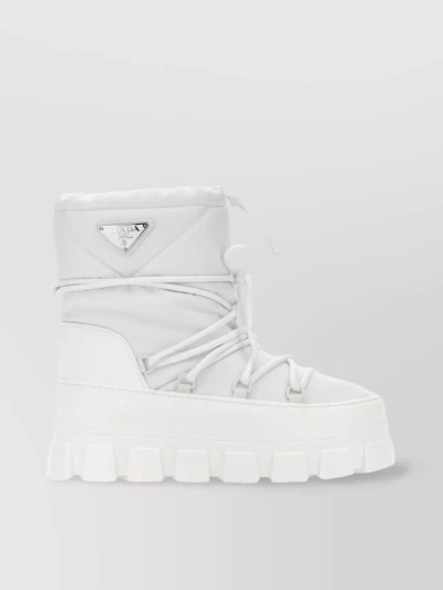 Prada Fabric And Rubber Ankle Boots With Chunky Sole In White