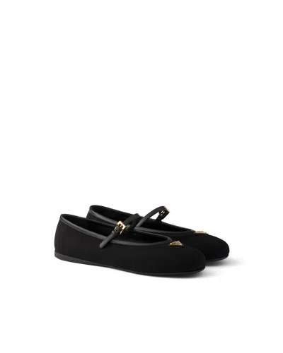 Prada Fabric Ballerinas In Black