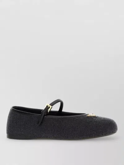 Prada Fabric Ballerinas Decorative Detail Flat Sole In Black