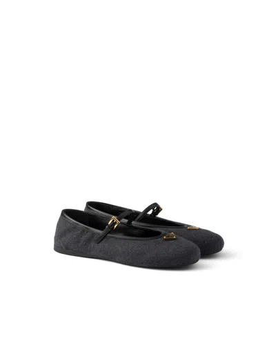 Prada Fabric Ballerinas In Grey