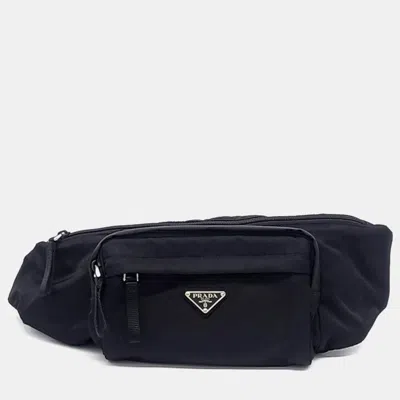 Pre-owned Prada Fabric Hip Bag In Black