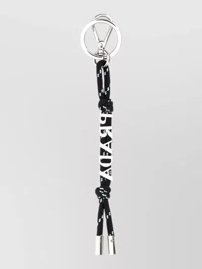 Prada Fabric Key Ring Braided Rope Metal