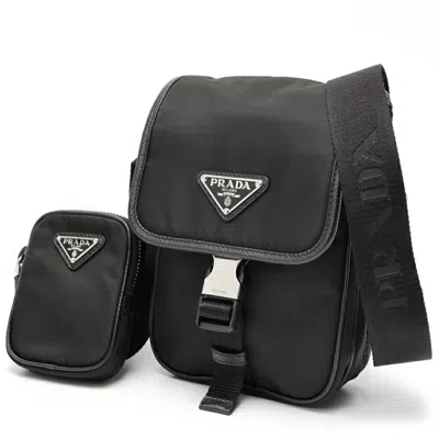 Pre-owned Prada Fabric Leather Pouch () In Black