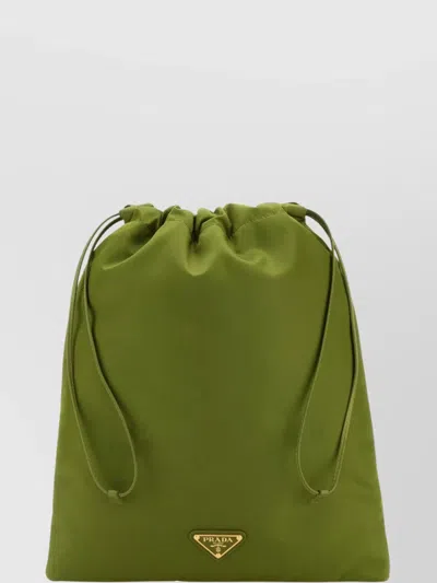 Prada Fabric Pouch Adjustable Straps In Green