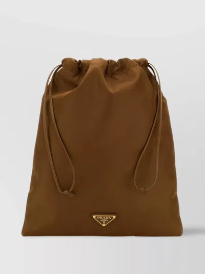 Prada Fabric Pouch With Drawstring And Logo Detail