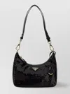Prada Fabric Re-edition Shoulder Bag With Sequin Embellishment In Black