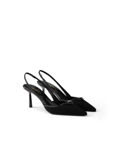 Prada Fabric Slingback Pumps In Black
