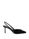 Prada 70 Triangle Logo Leather And Mesh Slingback Pumps In Black