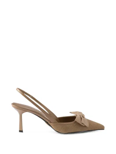 Prada Fabric Slingback Pumps In Brown