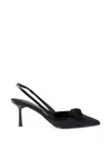 Prada 70 Triangle Logo Leather And Mesh Slingback Pumps In Black
