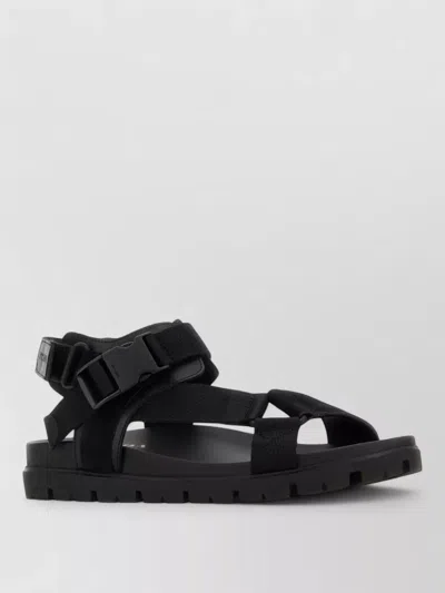 Prada Fabric Suede Sandals Open Toe Flat Sole
